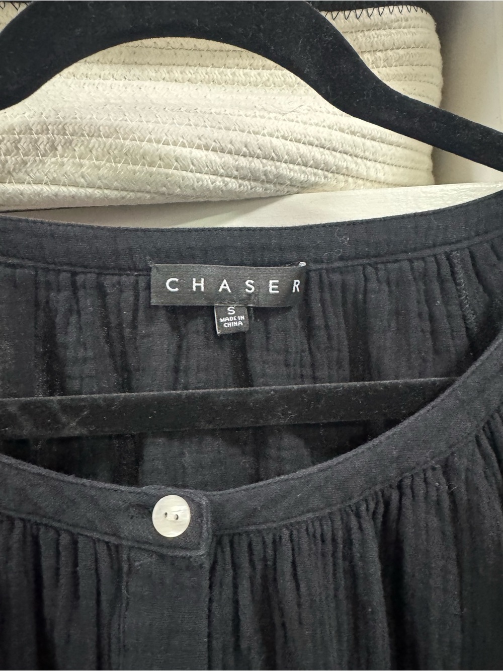 Chaser 100% Cotton Gauze Matching Set Black Blouse - Picture 7 of 9